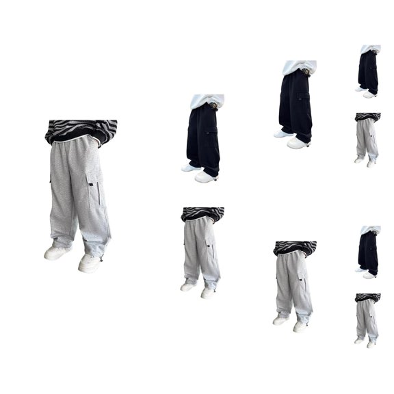 Boys Pants Boys Joggers Casual Wide Leg Pants Summer Elastic Loose Fit Breathable Daily Wear for Teens Age 8-15