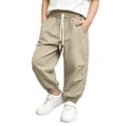 thumbnail image 1 of Boys' Pants Boys Lightweight Summer Pants for Toddlers and Older Kids Breathable Outdoor Sports Trousers for Warm Weather with Drawstring Elastic Waist Khaki 6 Years-7 Years, 1 of 4