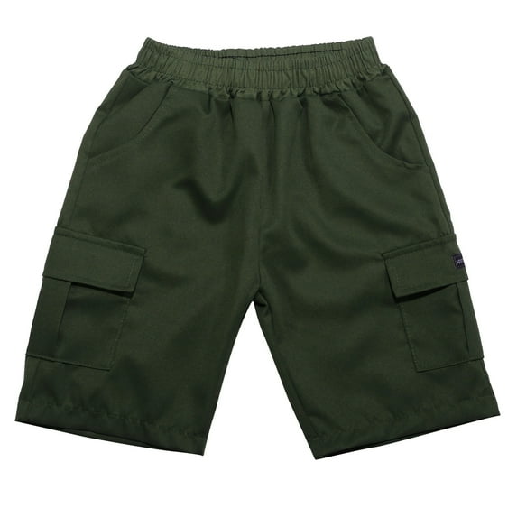 Boys Pants,Boys' Loose Fit Cargo Shorts Stretch Comfort Waist Casual Outdoor Shorts Breathable Bottoms Active Play Wear,Uniform Pants for Boys,Army Green,12-13 Years
