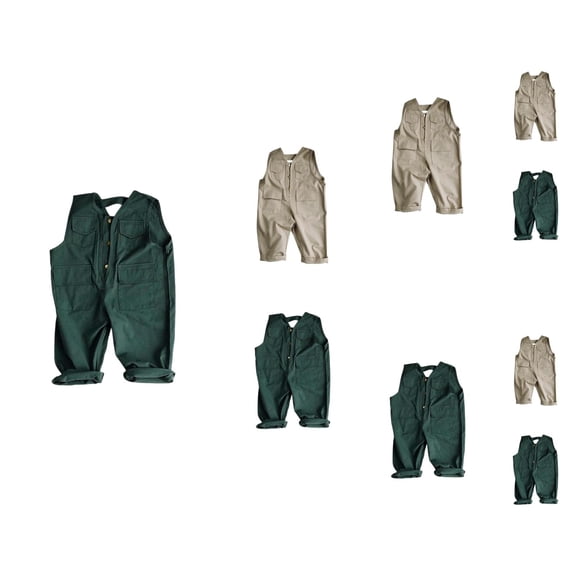 Boys Pants Boys Overalls Industrial Washed Denim Button Up Jumpsuit with Functional Pockets for Toddler Boys