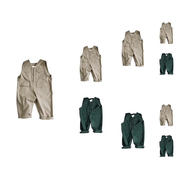 Boys Pants Boys Overalls Industrial Washed Denim Button Up Jumpsuit with Functional Pockets for Toddler Boys