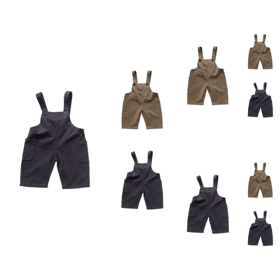 Boys Pants Boys Overalls Western Style Suspenders Pocket Bib Cropped Jumpsuit Loose Fit for Kids Toddler Playwear