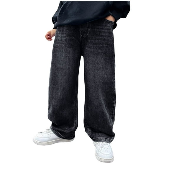 Boys Pants Boys Pants Size 8 Boy's Baggy Jeans Teen Boys Straight Wide Leg Denim Pants with Pockets