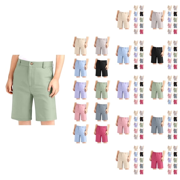 Boys Pants Boys Shorts Adjustable Waist Stretch Flat Front School Shorts for Kids Everyday Wear