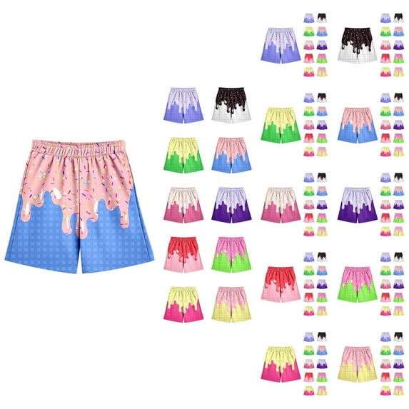 Boys Pants Boys Shorts Casual Ice Print Baseball Shorts with Elastic Waistband and Pocket for Daily Wear Ages 2-14