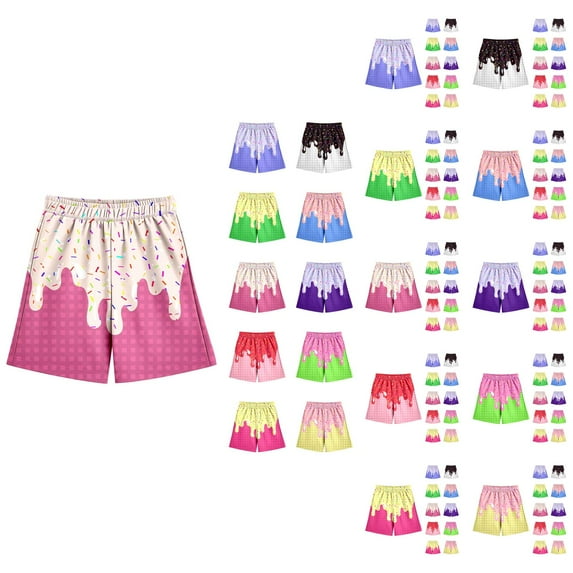 Boys Pants Boys Shorts Casual Ice Print Baseball Shorts with Elastic Waistband and Pocket for Daily Wear Ages 2-14