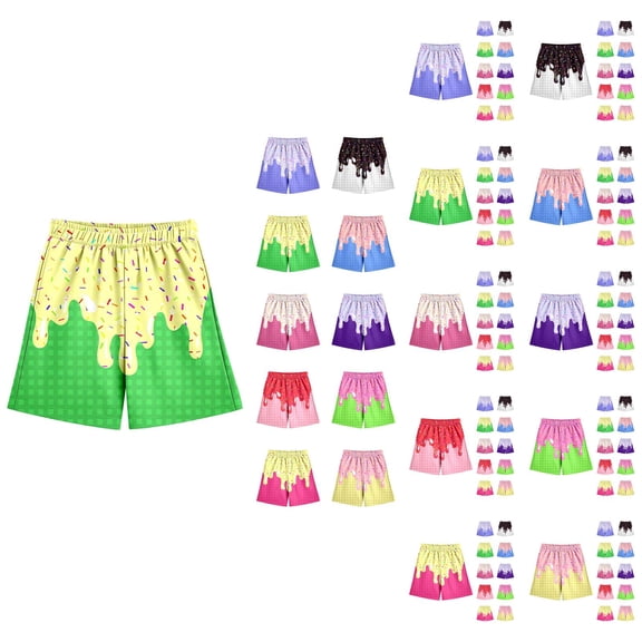 Boys Pants Boys Shorts Casual Ice Print Baseball Shorts with Elastic Waistband and Pocket for Daily Wear Ages 2-14