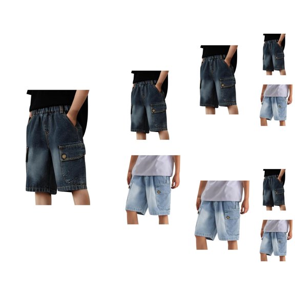 Boys Pants Boys Shorts Elastic Waist Denim Casual Shorts Stretch Fabric for Daily School Play Spring Summer Fall