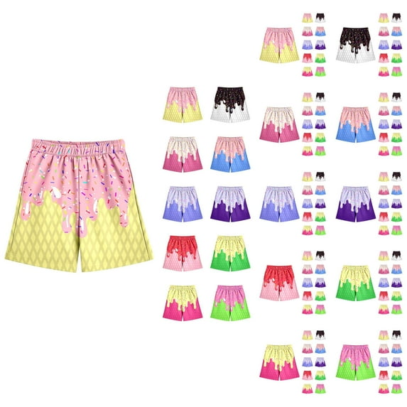 Boys Pants Boys Shorts Summer Casual Ice Print Baseball Shorts Elastic Waistband for Athletic Outdoor Activities