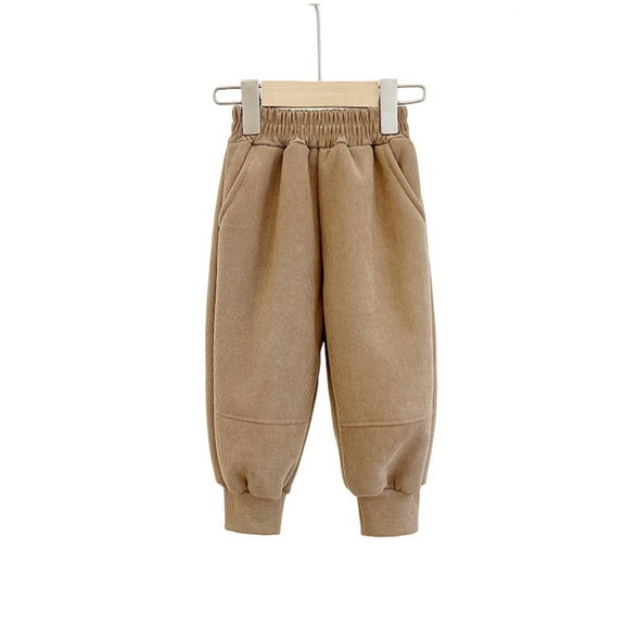 Boys Pants,Boys Soft Jogger Pants Comfortable Elastic Trousers for Play and Casual Wear with Cozy Warm Fabric for All Day Use,Girls Pants,02 Khaki,3-4 Years