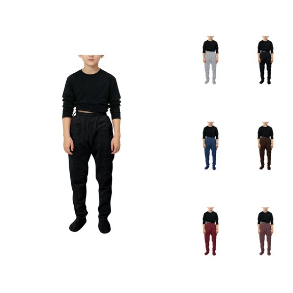 Boys Pants Boys Winter Pants Thermal Jogger Sweatpants with Footies and Pockets Indoor Outdoor Play for Toddler Kids