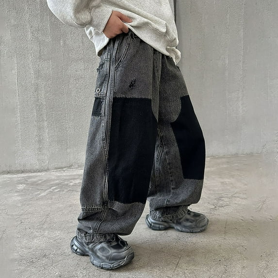 Boys Pants Cargo Jeans Durable Workwear With Multiple Pockets Casual School Bottoms