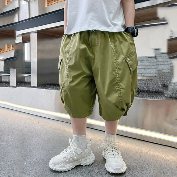 Boys Pants Cargo Shorts Youth Casual Stretch Shorts Cargo Trousers
