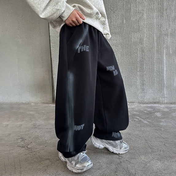 Boys Pants Casual Joggers Sweatpants for Kids | Comfortable Athletic Trousers with Elastic Waistband | Breathable Outdoor School Wear for Everyday Play, Black, 7-8 Years