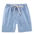 thumbnail image 1 of Boys Pants Children Summer Solid Waist Elastic Linen Casual Drawstring Shorts Clothes Shorts For Boys Light blue 2 Years-3 Years, 1 of 4