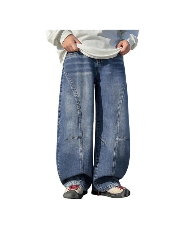 Boys Pants Denim Jeans Straight Leg Slim Fit for Everyday Wear with Classic Design and ComfortableFeel, Blue, 4-5 Years
