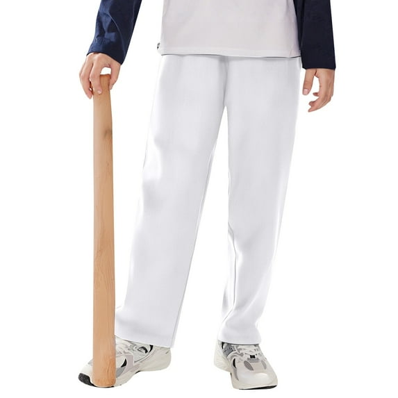 Boys Pants,Dress School Party Elastic Waist Solid Color Formal Trousers,Khaki Pants For Boys,White,6-7 Years