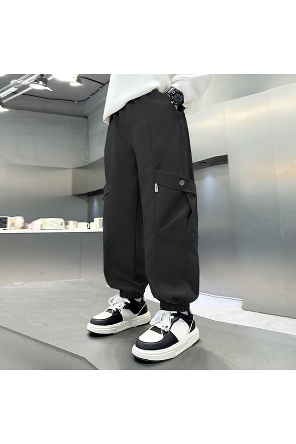 Boys Pants Durable Autumn Toughened Cargo Style All Weather Fit Breathable Bottoms
