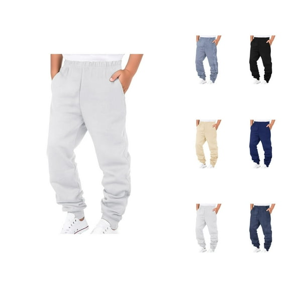 Boys Pants Elastic Casual Soft Warm Athletic Jogger Comfortable Breathable Street Style Sweatpants for Kids Playwear and Daily Clothes