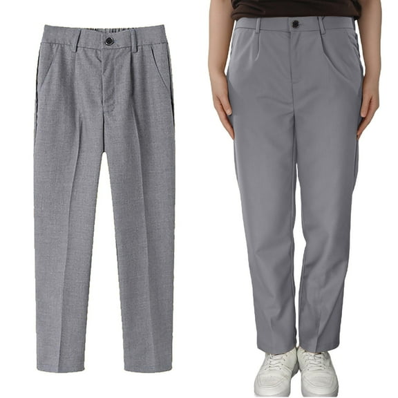 Boys Pants Flat Front Dress Pants Adjustable Waist for School and Casual Wear