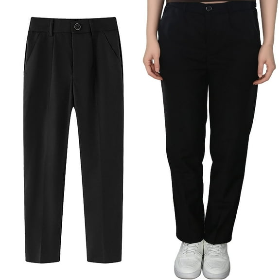 Boys Pants Flat Front Dress Pants Adjustable Waist for School and Casual Wear