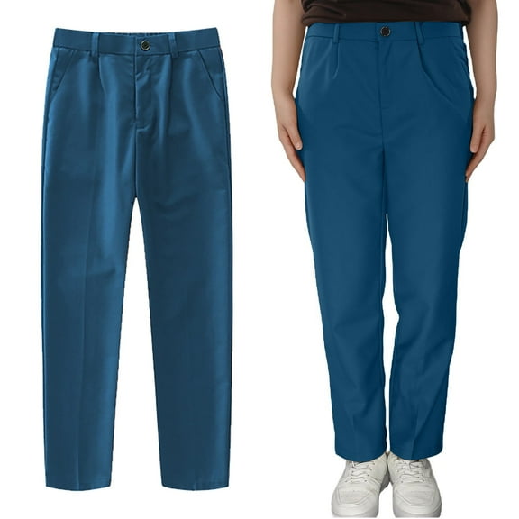 Boys Pants Flat Front Dress Pants Adjustable Waist for School and Casual Wear