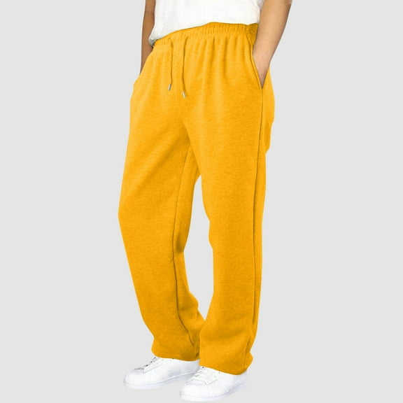 Boys Pants Fleece Lined Thickened Straight Leg Elastic Waist Cozy Sweatpants with Side Pockets for Boys 6-15 Years Fall Winter Casual Wear