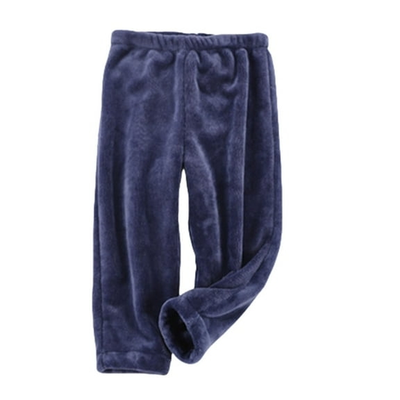 Boys Pants Girls Winter Warm Flannel Soft Solid Fuzzy Homewear Sweatpants Toddler Pants Navy 11 Years-12 Years
