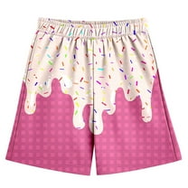 Boys Pants - Kids' Baseball Shorts Ice Print Casual Shorts Elastic Waist   Side Pockets Lightweight Playwear Sports & Daily Outfits - Uniform Pants for Boys,Color:Pink,Size:9-10 Years