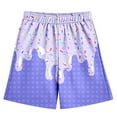 thumbnail image 1 of Boys Pants - Kids' Baseball Shorts Ice Print Casual Shorts Elastic Waist + Side Pockets Lightweight Playwear Sports & Daily Outfits - Uniform Pants for Boys,Color:Light Purple,Size:5-6 Years, 1 of 3