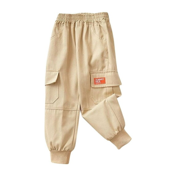 Boys Pants Kids Boys Straight Leg Dress Pantschildren's Casual and Comfortable Long Work Pants and Elastic Waisted Pants Worn Outside