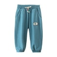 thumbnail image 1 of Boys Pants Kids Girls Solid Knitted Athletic Active Drawstring Long Bottoms Jogger Pant Toddler Pants Sky Blue 8 Years-9 Years, 1 of 3