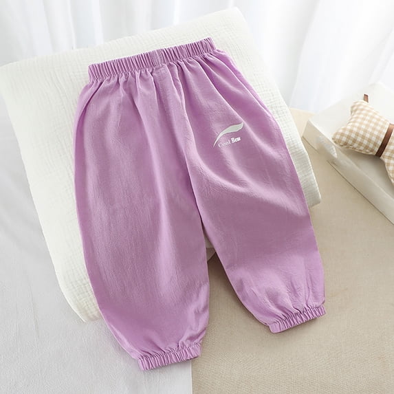 Boys Pants Kids' Linen With Elastic Waist Long Skin Friendly Trousers