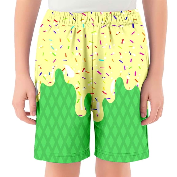 Boys Pants,Kids Shorts Ice Printed Baseball Casual Elastic Waistband With Pocket Summer Shorts for Children,Uniform Pants for Boys,Z01 Green,2-3 Years