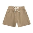 thumbnail image 1 of Boys Pants Kids Toddlers Pull On Breathable Cotton Solid Drawstring Shorts Baby Shorts Coffee 6 Months-12 Months, 1 of 4