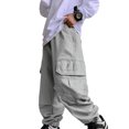 thumbnail image 1 of Boys' Pants Loose Fit Pocketed Elastic Solid Print Cargo Trousers Streetwear 5-6 Years, 1 of 4