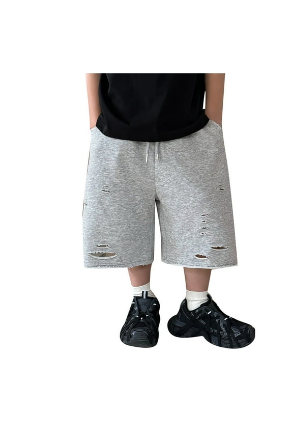 Boys Pants,Mid Length Pants With Pockets Kids Summer Comfort Wear Casual Style for Daily Play,Work Pants,Grey,12-18 Months