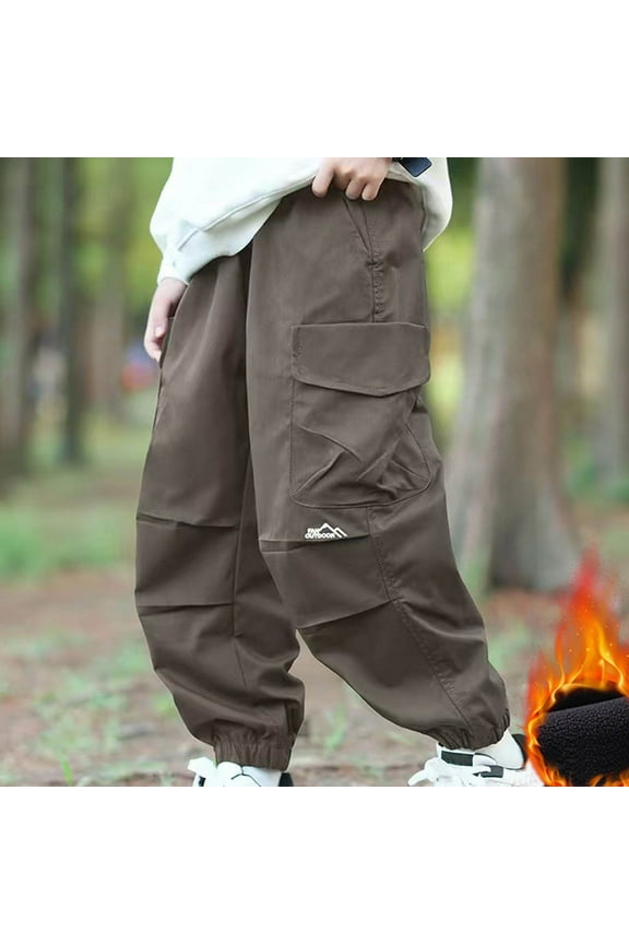 Boys' Pants Outdoor Work Pants Windproof Waterproof Pockets Ankle Binding Pants Children's Sports Overalls