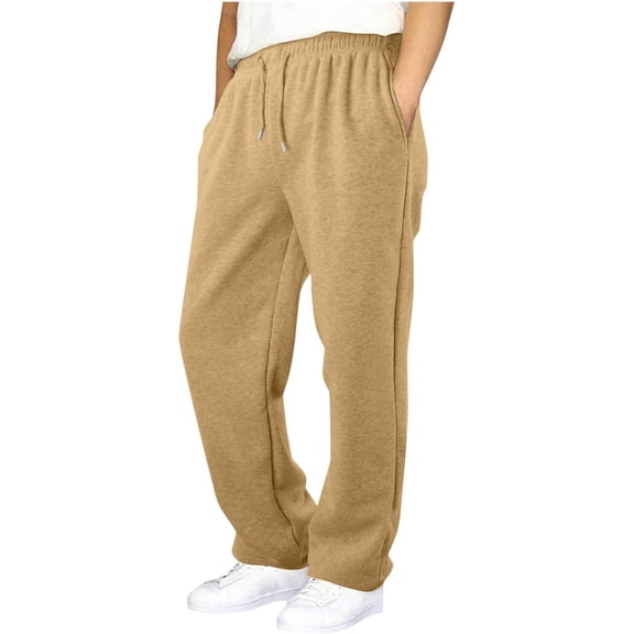 Boys Pants,Pants Children Wide Straight Leg Joggers Workout High Waisted with Pockets,Uniform Pants for Boys,Z04 Khaki,11-12 Years