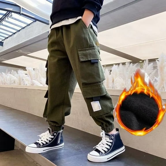 Boys Pants,Pants Drawstring Elastic Sweatpants Outdoor Joggers Warm Sweatpants for Kids,Girls Sweatpants,Green,13-14 Years