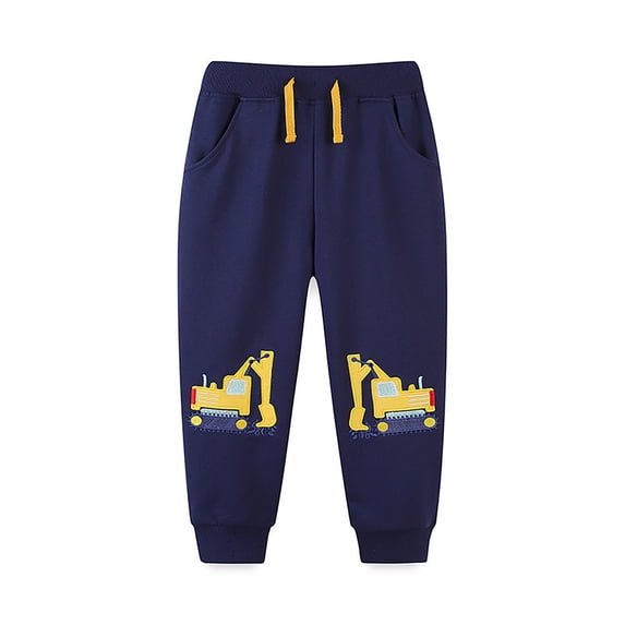 Boys' Pants Pocket Drawstring Elastic Truck Print Trousers Athletic Wear 2-3 Years