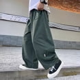 thumbnail image 1 of Boys Pants Size 4-5Y Youth Tencel Loose Wide Leg Cargo Trousers Draping Comfortable, 1 of 6