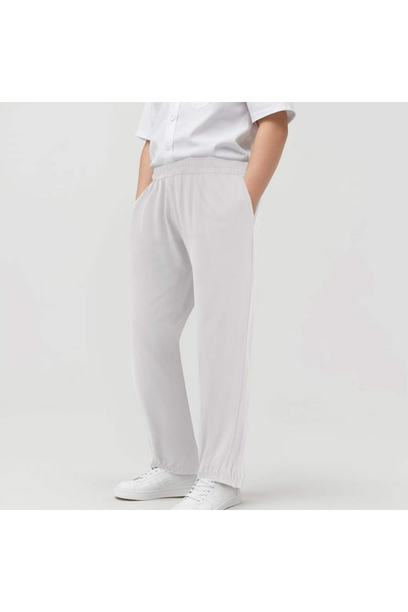 Boys Pants Size 7 Athletic Boys Uniform Pants Pull On Twill Jogger Pants for Boys School Clothes with Pockets Sweat Pants for Girls 7-8