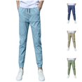 thumbnail image 1 of Boys Pants Solid Color Drawstring Casual Pants with Pockets Comfortable Elastic Waist Fall Winter Sports Boys Joggers Light Blue Sizes 4-5 Y, 1 of 9