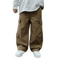thumbnail image 1 of Boys Pants Straight Leg Jeans Boys Kids Summer Casual Cargo Pants Solid Color Loose Sweatpants Trousers For Sports Activewear, 1 of 8