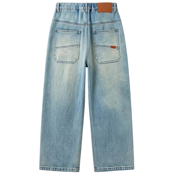 Boys Pants Straight Leg Loose Fit Elastic Solid Print Denim Jeans Trousers Casual Wear 4-5 Years
