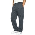 thumbnail image 1 of Boys Pants Straight Wide Leg Athletic Sweatpants Baggy Drawstring Lightweight Pockets Open Bottom Gray-A, 1 of 6