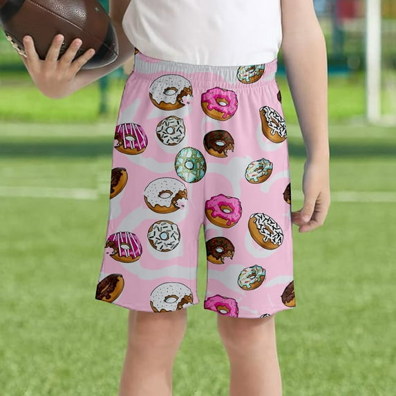 Boys Pants Summer Shorts Donut Print Elastic Waist Casual Pair T Shirts Bottoms