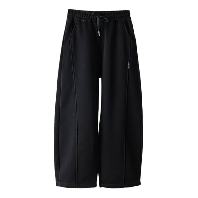 Boys Pants Thick Winter Warm Sweatpants Straight Leg Solid Athletic Casual Jogger Pants For Boys And Girls Comfort Sports Sweat Pants With Drawstring Black 14-15 Years