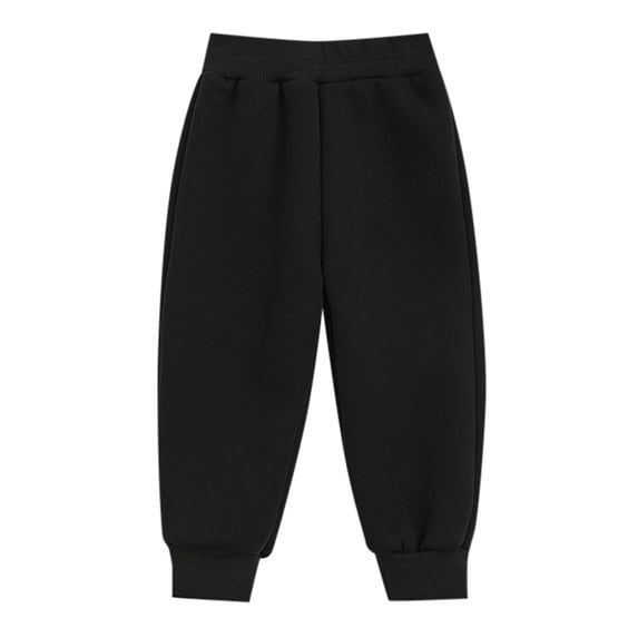 Boys Pants Toddler Autumn Winter Solid Color Elastic Waist Sweatpants with Leggings for Kids,Z02 Black,5-6 Years